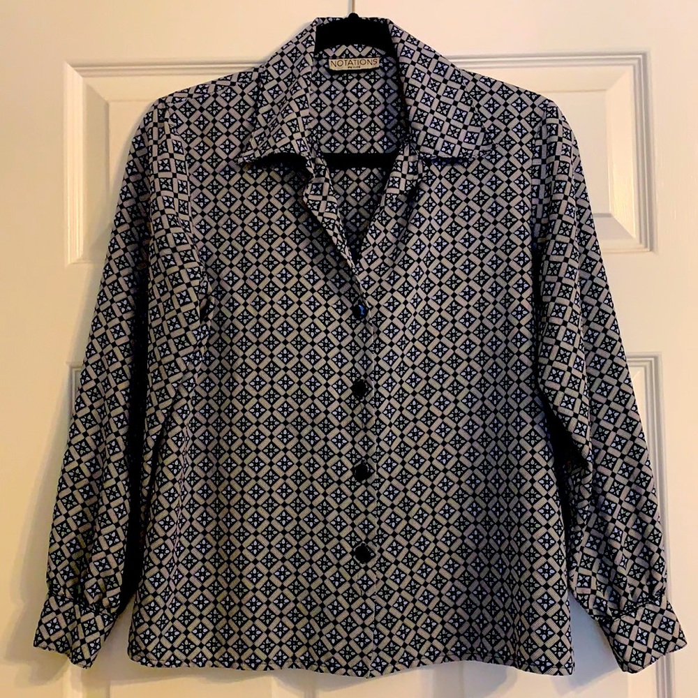 Blue Patterned Button Down Shirt